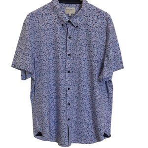 Con.Struct Slim Fit Blue and Pink Floral Button Down Short Sleeve Size XL